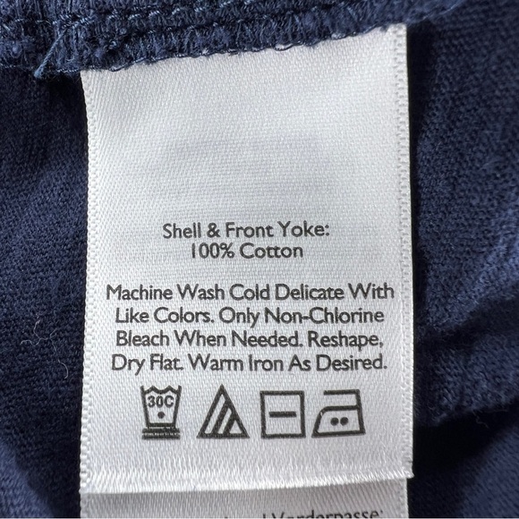 SMALL EDDIE BAUER DARK BLUE COTTON SHORT SLEEVE TOP EMBROIDERED ACCENT CASUAL - Picture 7 of 7